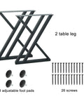 Heavy Duty 28 Inch Metal Table Legs Set For DIY Furniture with screws and adjustable foot pads