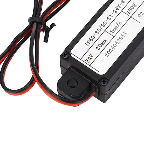 Hella Smooth 24V Electric Linear Actuator with 30mm stroke and 150N thrust force wiring and label detail.