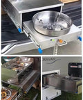 Top Tier Full Extension Three Section Ball Bearing Drawer Slides Offering Slick Glide Action Heavy Duty Cabinet Hardware Silver Zinc Powder Coat Finish For Kitchen Cabinetry Upgrades mounted with a stainless steel cooking station.