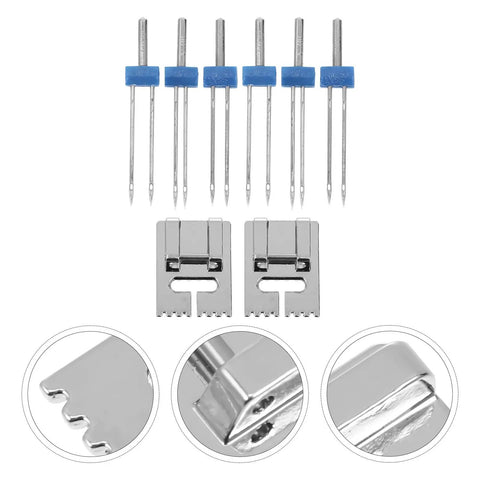 Stainless Steel Twin Needles With Pintuck Presser Foot For Sewing Machines Heavy Duty Multi Function Needles For Home And Pro Use Easy Threading