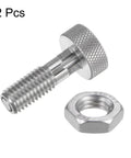 Heavy Duty Stainless Steel Spring Plunger With Knurled Handle Delivering Smooth Retractable Action And M10 X 1.5 Threads, two pieces.