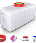 Large 29 Gallon Water Storage Tank With Spigot and 3m Hose Control Valve for Camping RV Truck Emergency Preparedness