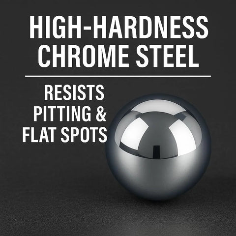 1-inch chrome steel bearing ball on dark surface