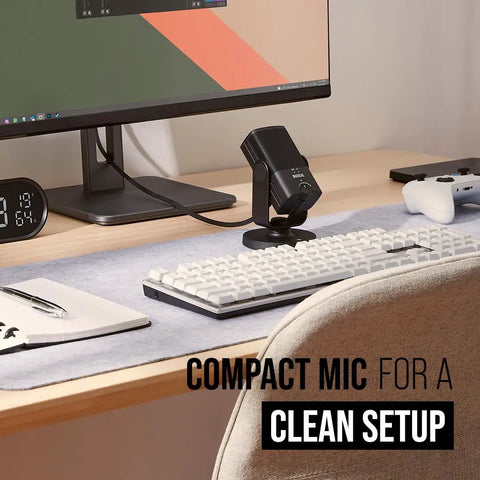 NT-USB Mini Condenser USB Microphone For Podcasting, Streaming, Gaming And Music Production with Warmth and Presence on desk setup