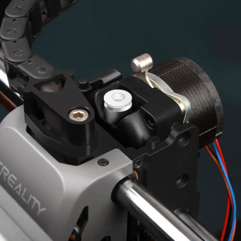 Close-up of a Direct Drive Extruder Upgrade Kit for K1 Series and Ender 3 V3, showing dual gear assembly without motor installed.