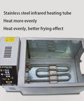 Straight Up Electric Coffee Bean Roaster Machine With Adjustable Temperature And Timer Controls Built Tough With Stainless Steel interior and heating tube.