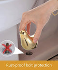 Premium Quality Pretty Sweet Ceramic Toilet Bolt Caps With Top Notch Gold Bird Trim Easy Swap Screw Covers For Modern Bathroom Decor And Straight Forward Setup, shown being installed.
