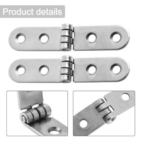 Two Pack 180 Degree Foldable Cabinet Hinges Heavy Duty Iron Screw On Flap Hinges For Sewing Machines Folding Desks Dining Tables And Boxes 76 By 15 Millimeters Silver Built Like A Tank, top view and detail