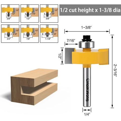 Quarter Inch Shank Rabbet Router Bit With Six Bearings Built Tough For Smooth Clean Rabbets Carbide Tipped With Interchangeable Bearings