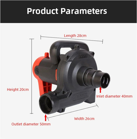Rugged Industrial Dust Collector Blower Vacuum Featuring 1200W Copper Motor And Six Speed Settings For Tackling Rough Shop Debris and Smooth Electric Cutting Cleanup, side view with dimensions.