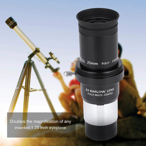 1.25 Inch Plossl Telescope Eyepiece Set With 10mm And 25mm Plossl Eyepieces And 2x Barlow Lens All Metal Body for stargazing