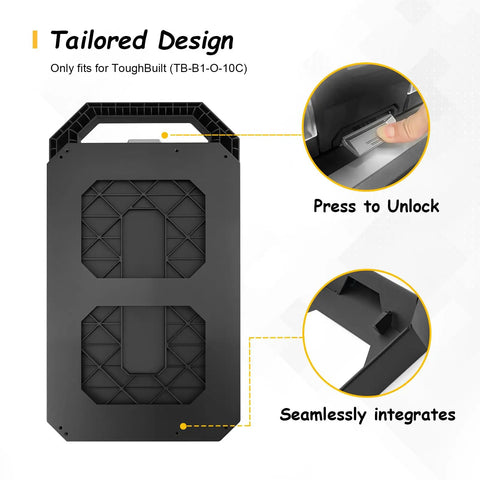 StackTech Compatible Mounting Plate For Compact Tool Box Universal Wall Truck Or Floor Mount Base detail with unlock feature