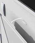 4 Pair Magnetic Baggage Door Catch And Holder Kit White Door Latch with super strong magnets for RVs, showing door operation.