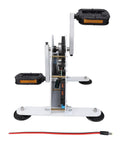Off The Grid Ready 100W Pedal Power Generator With Sturdy Frame And Noiseless Belt Drive side view showing pedal and USB ports.