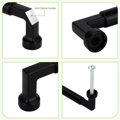 Ten Pack 5 Inch Matte Black Zinc Alloy Cabinet Handles And Drawer Pulls 128mm Hole Centers Durable Scratch Resistant Finish details