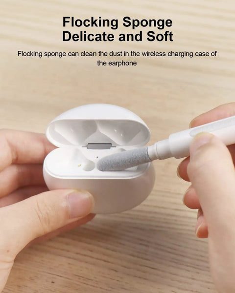 Using Multi Function Cleaning Pen For AirPods Pro 1 2 3 And Earbuds Case Soft Bristle Brush Kit Metal Tip Flocking Sponge to clean