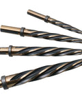 Pro Grade High Speed Steel Spiral Flute Car Reamer Set With Gold Oxide, Four Piece Kit, different sized reamers.