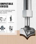 Heavy Hitter 4 Piece Point Cutting Roundover Router Bit Set With Tough 1/4 Inch Shank And Razor Sharp Carbide Blades for engraving and milling.