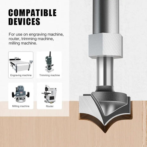 Heavy Hitter 4 Piece Point Cutting Roundover Router Bit Set With Tough 1/4 Inch Shank And Razor Sharp Carbide Blades for engraving and milling.