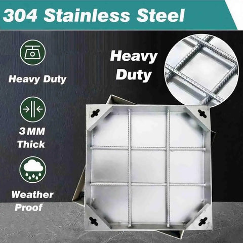 Recessed Drain Inspection Chamber Cover With Frame For Lawn Tile And Wood Floors 5cm High 65x65cm Size Heavy Duty Aluminum Paving Manhole Cover