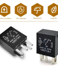 Two Piece Fuel Pump Relay Set Featuring Heavy Duty 12 Volt 30 Amp Wiring With IP67 Rugged Build, showing two relays with five pin design.
