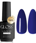 Dark Blue Gel Nail Polish 15ml Soak Off UV LED Varnish Navy Nail Lacquer bottle and swatches