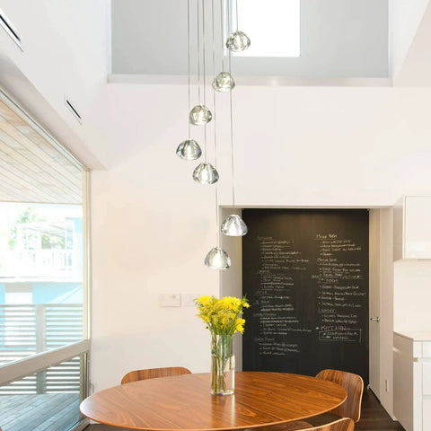 Modern LED Crystal Chandelier Pendant Lighting With Seven Lights In Chrome Finish for dining room, adjustable height view