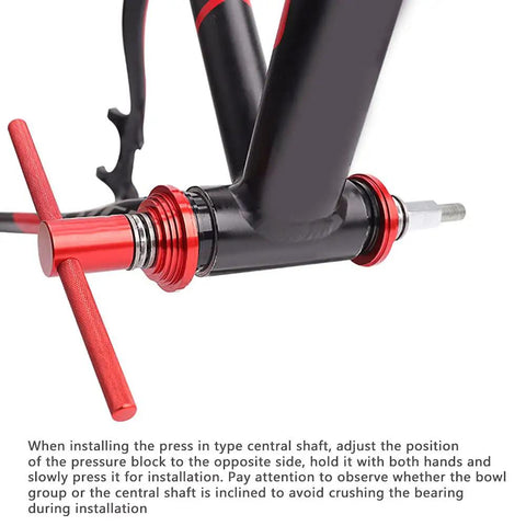 Bike Headset Press In Tool And Bottom Bracket Install Tool With Wrench T Handle Anti Slip Universal Bearing Installer in use