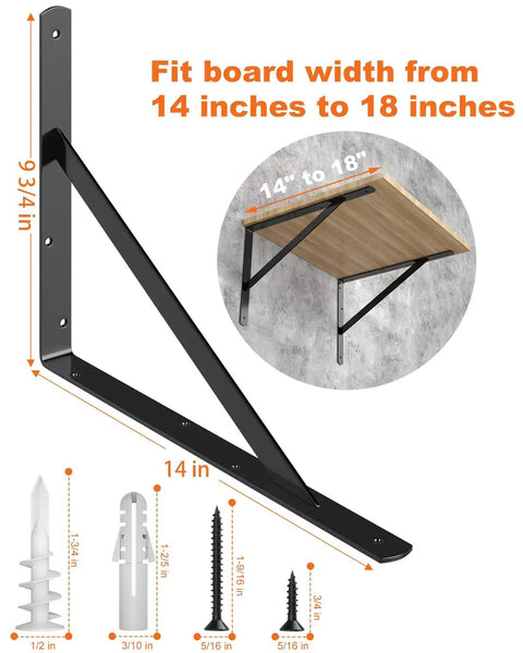 Heavy Duty Shelf Brackets 8 Pack Fit 14 to 18 Inch Shelves L Shape Wall Brackets With 90 Degree Triangle Design installation guide
