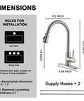 Kick Up Your Kitchen Vibes With This Top Tier Stainless Steel Faucet Boasting A Smooth Pull Down Sprayer That Delivers Zero Drip Action And Hassle Free Spray Modes Straight To Your Sink Setup, installation dimensions guide.