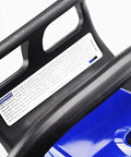 Close-up of handle and safety label on 92cc Gas Chainsaw With 25 Inch Guide Bar And Three Eighths Pitch.063 Chain for landscaping use