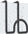 Close-up of 8 Pack 4 Inch Heavy Duty Metal Tack Hooks Over Rail Bridle Rack with water droplets, showing durability.