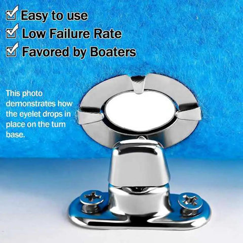No Sweat Setup Heavy Duty Canvas Twist Lock Fasteners Turn Button Eyelet Studs 40 Sets With Washers close-up of eyelet placement on turn base.