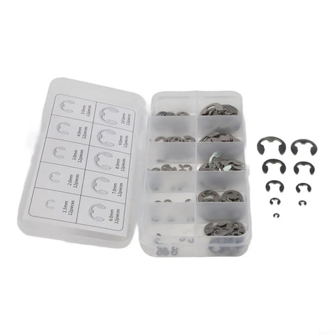 120 Piece External Retaining Rings Kit For Mechanical Projects, Durable Stainless Steel Snap Rings In A Variety Of Sizes From M5 To M10, Built For Tough Jobs, Quick Installations, And Snug, Reliable Fits. Assorted sizes in storage case