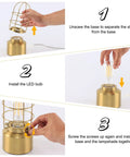 Step-by-step assembly of the Industrial 3-Way Dimmable Desk Lamp with USB Ports, Touch Control, Night Light Option, metal base.