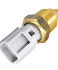 Heavy Duty Engine Coolant Temperature Sensor Delivers Smooth Cruise And Keeps Your Cooling System Running Right Direct OEM Swap Ect Sensor angle view with brass and plastic materials.