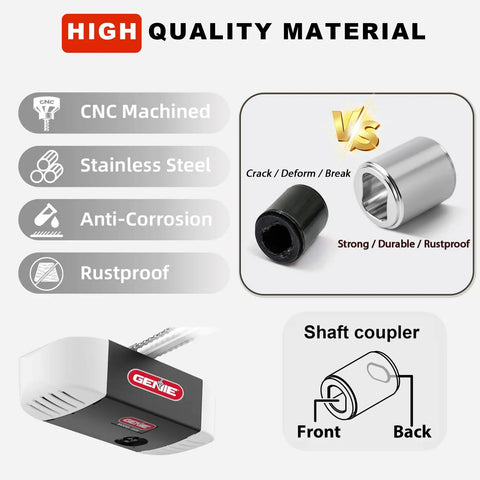 Stainless Steel Drive Screw Coupler Replacement For Garage Door Opener all-metal shaft coupler, 0.8 inch high, 0.7 inch diameter