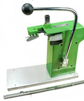 Heavy Duty Desktop Plastic Bag Sealing Machine Ties Bags Fast With Adjustable Pressure And Built-in Cutter Includes 2000 U-Shaped Clips, green construction with stainless steel base.