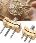Copper Watch Movement Hold Tool For 4040 And 4039 Movements Dual-Sided Adjustable Holder with non-slip grip on wooden surface
