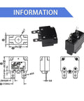 Auto Reset Thermal Circuit Breaker 5 Pack 125V 250V AC 32V DC 20A specifications and dimensions