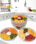 Kickass Efficient Digital Food Dehydrator Featuring Five Generous Trays And Smart Temperature Controls For Whipping Up Crunchy Jerky Dried Fruits And Savory Herb Flakes Fast with dried fruits on trays.