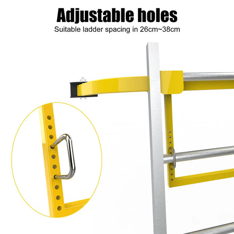Heavy Duty Ladder Stabilizer for Roof Gutter and Wall Ladders, Adjustable Non Slip Steel Wing Span Standoff shown close-up