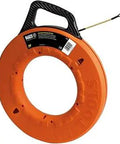 Fiberglass Fish Tape 200 Foot Non Conductive Three Sixteenth Inch Wide with Multi Groove Design and Seven Inch Leader