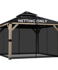 10x10 Gazebo Replacement Mesh Netting, Durable Polyester Screen With 4-Panel Sidewalls And Double Zippers installed on frame
