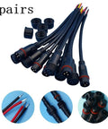 Heavy Duty IP65 Waterproof LED Connectors 5 Pair 3 Pin 22AWG Wiring Harness Cable For Off Road Trucks And Security Cameras Badass Sealed Connection Zero Leak, showing connectors and wiring leads.