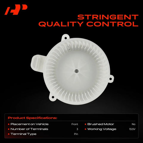 Front HVAC Heater Blower Motor With Fan Cage And Impeller For Lexus CT200h, white impeller assembly with 3-pin connection.