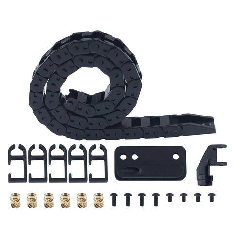 16.9in Opening Type Drag Chain Kit For P1P P1S P2S X1 X1C Flexible Nested Wire Carrier Cable Track Black With Printed Part And Heat Insert Nut