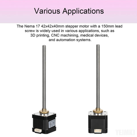 42x40 Nema 17 Lead Screw Stepper Motor 5.91in(150mm) T8 High Step Angle 1.8 Deg High Torque 0.4Nm