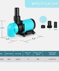 No Fuss 660 GPH Aquarium Return Pump With LCD Controller DC 24V 25W 20 Speed ECO Quiet Submersible Inline Pump diagram