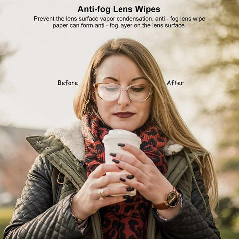 ALIBEISS anti-fog lens wipes for eyeglasses, pre-moistened, 6x5 inches, 60-pack